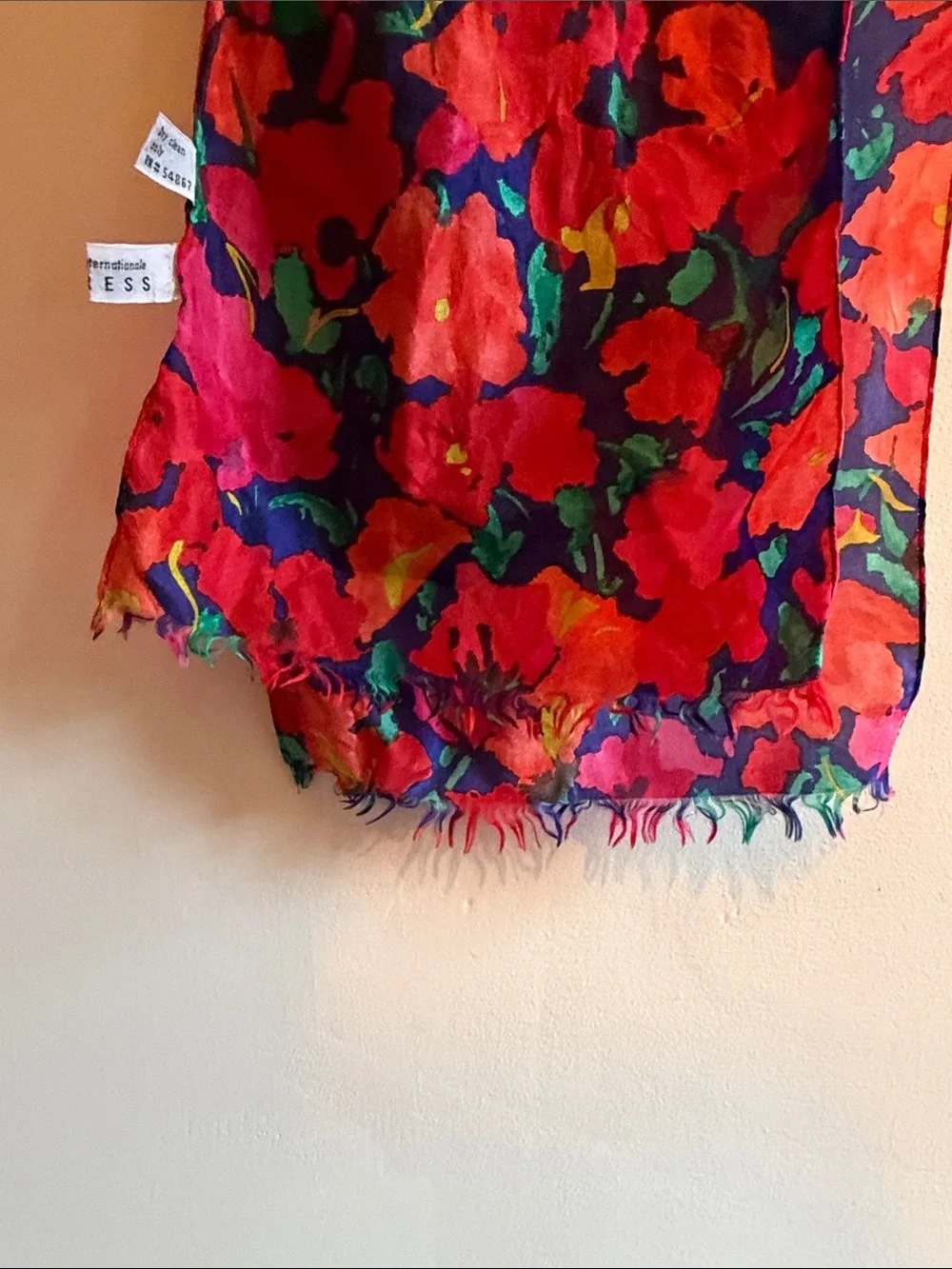 Vibrant Red Floral vintage scarf!